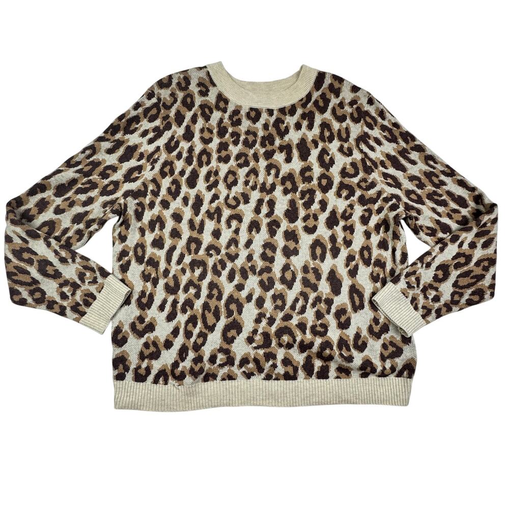 A New Day Animal Leopard Print Super Soft Comfy Sweater Women's Size Large
